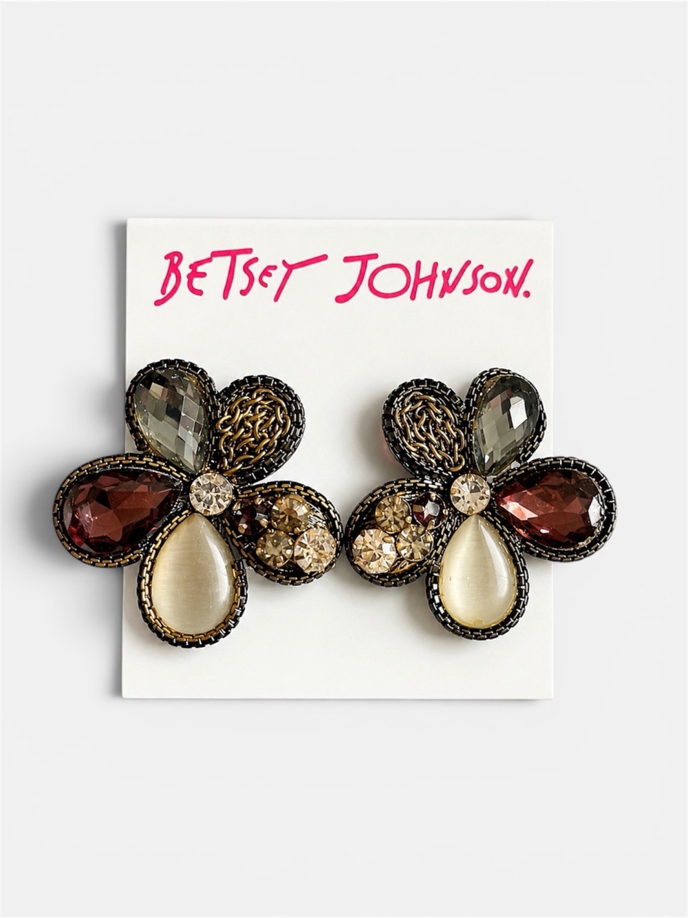 Betsey Johnson - Gemstone Floral Cluster Earrings